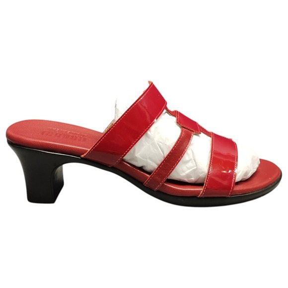 Munro American Patent Comfort Sandals Womens Us 8.5n Red Black Comfy Block Heel